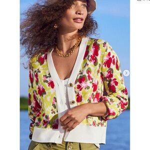 Cabi medium Garden Party Style 6450 Floral Cardigan Sweater